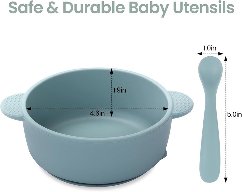 Eascrozn Baby Bowls with Suction and Baby Spoons Set of 3, Silicone Stay Put Bowls and Feeding Spoons for Babies Toddlers Kids, BPA Free,Microwave and Dishwasher Safe - Image 2